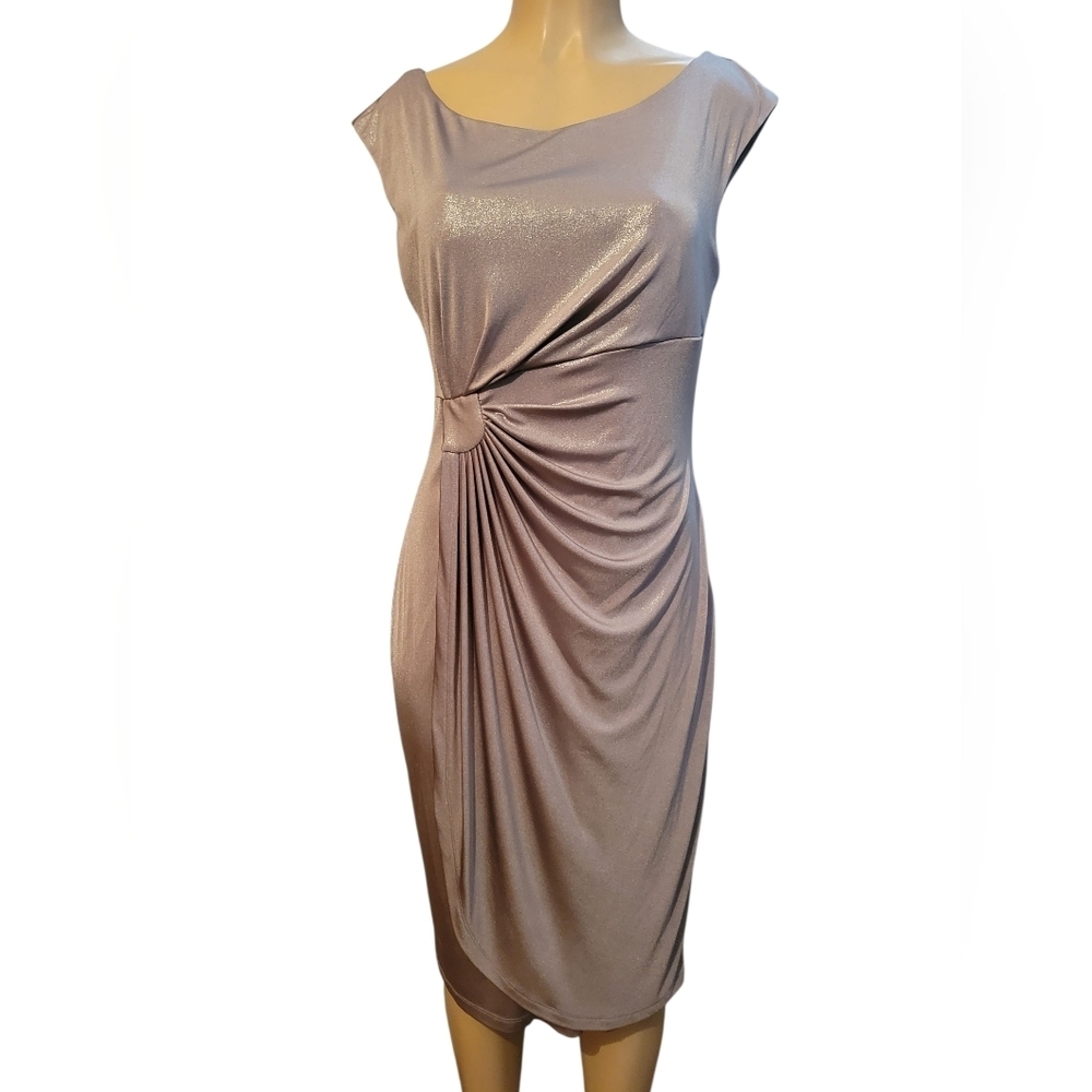 Connected Appreal Dress Sliver  Glam Size 12 Demure Clinch Newyears Christmas